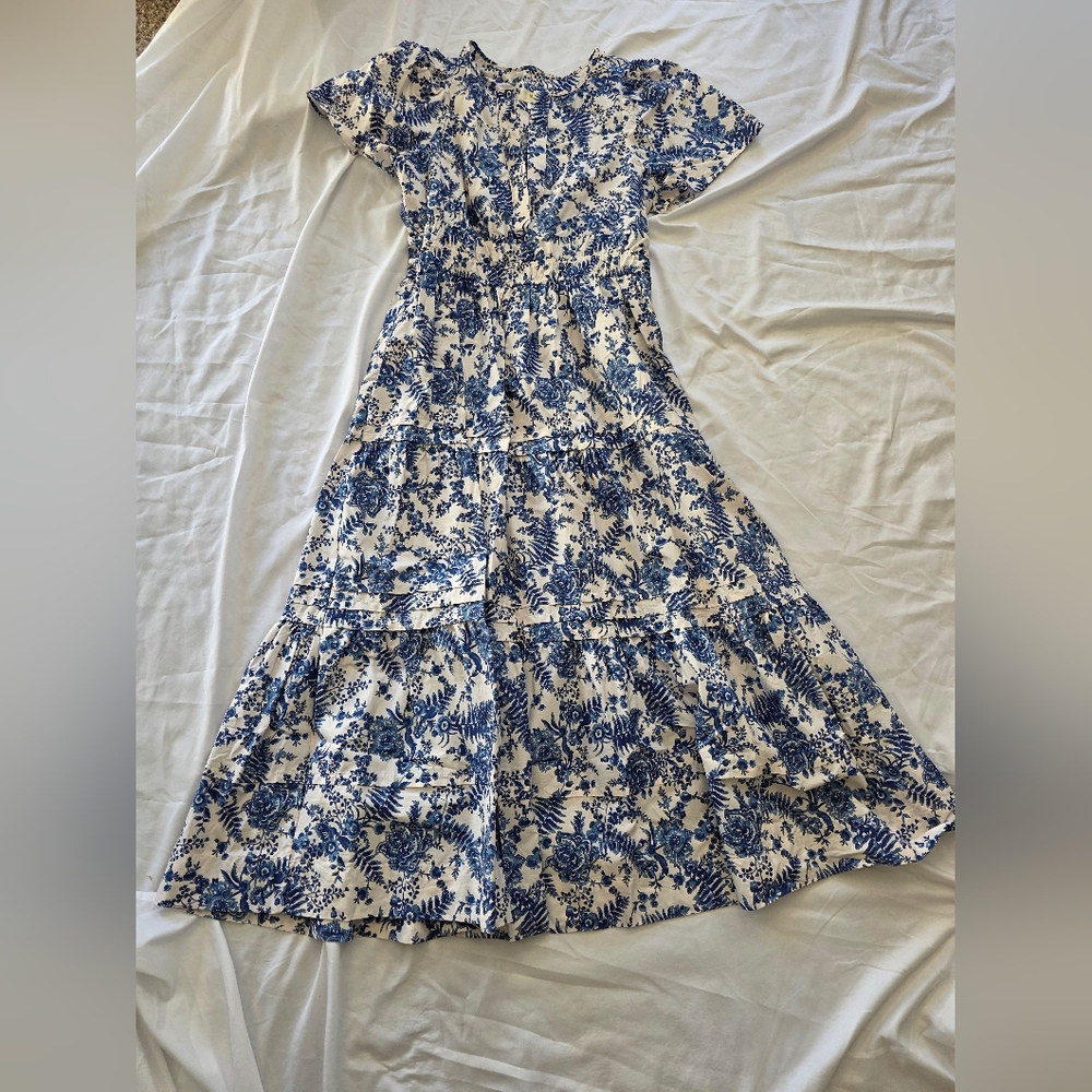 Floral Blue and White Somerset Dress